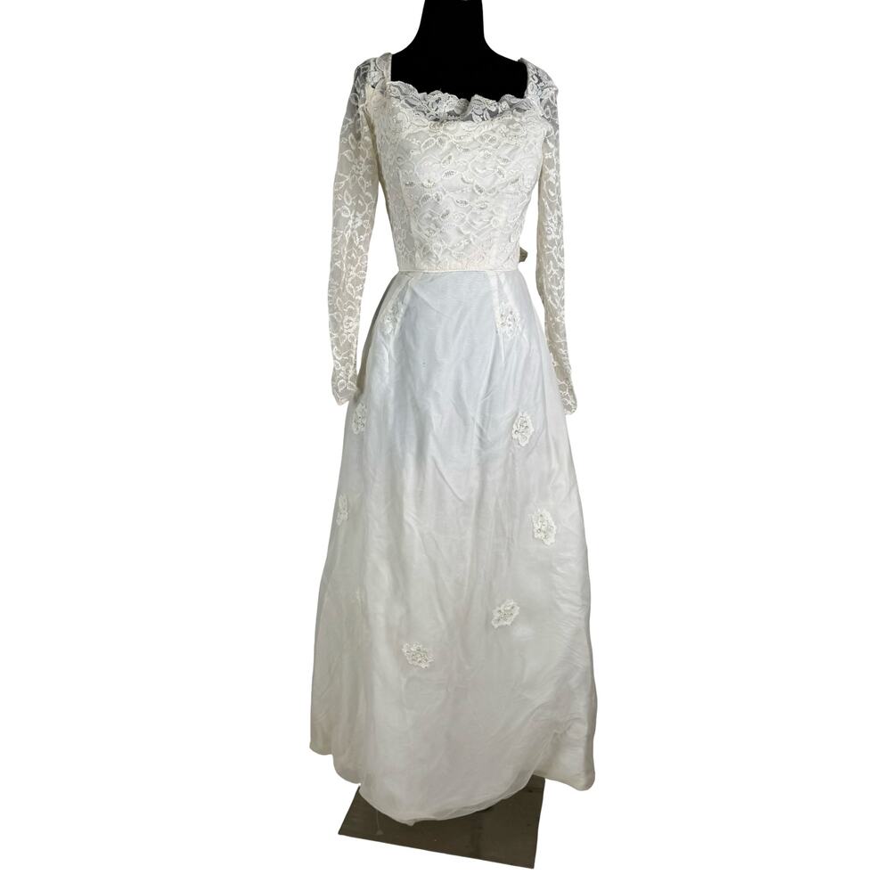 Vintage 50s 60s Lace Wedding Dress - As Is Craft Costume or Trash The Dress (XS)